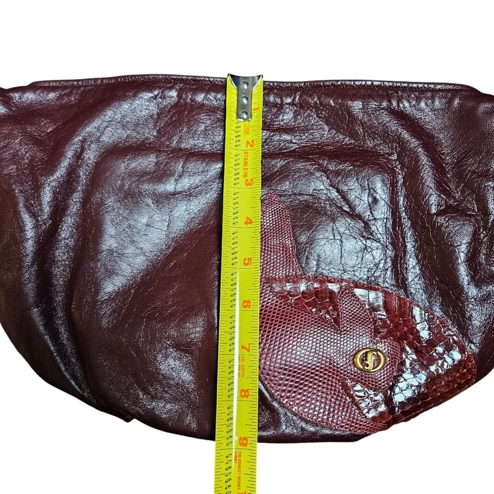 Vintage F Brand Hobo Hand Bag Womens Burgundy Leather Size 9‎ x 14 In